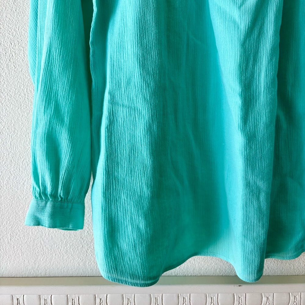 Vintage 1970s Levi’s peasant top in seafoam green 100% cotton crepe fabric - Picture 4 of 7
